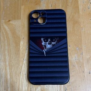 iPhone 15 Plus Black Skull Design Phone Case